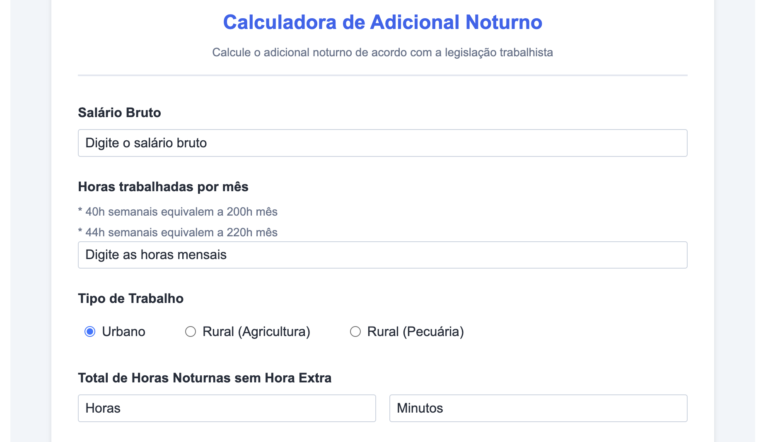 como calcular adicional noturno