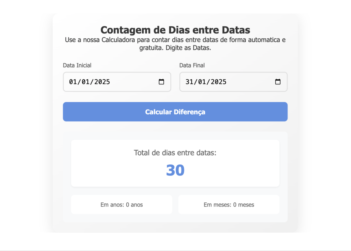 Calculadora de Dias entre Datas