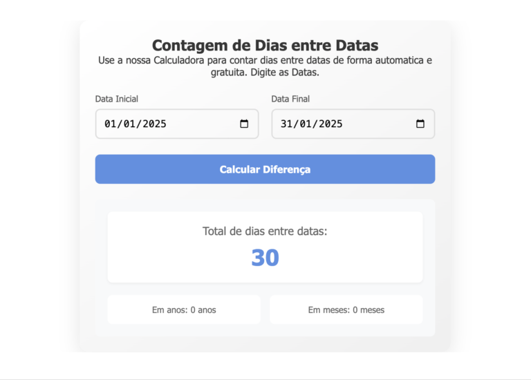 Calculadora de Dias entre Datas