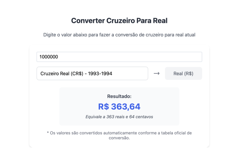 Como converter Cruzeiro Para Real