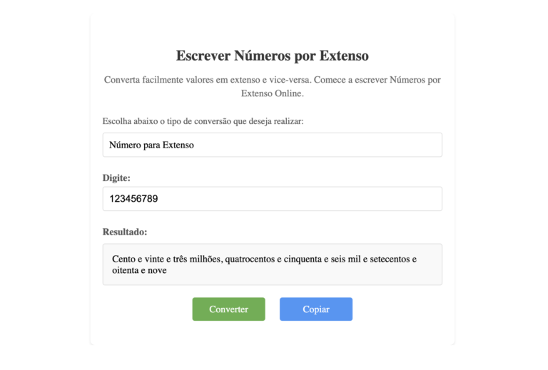 Converter Números por Extenso