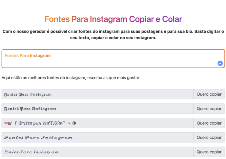 Fontes Para Instagram