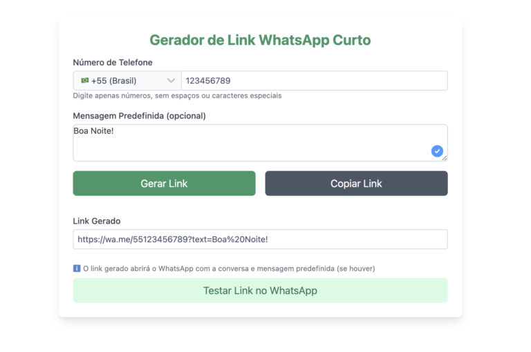 Gerador de Link WhatsApp