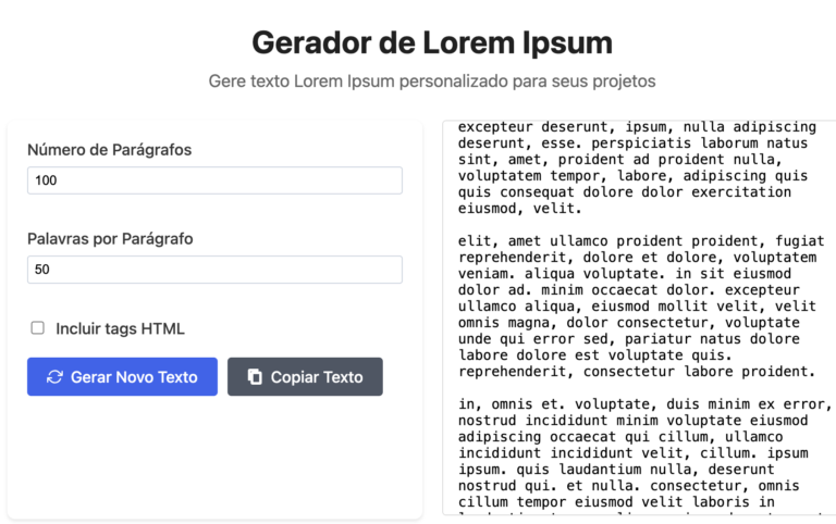 Gerador de Texto Lorem Ipsum