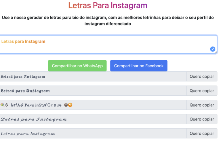 Letras para bio do instagram