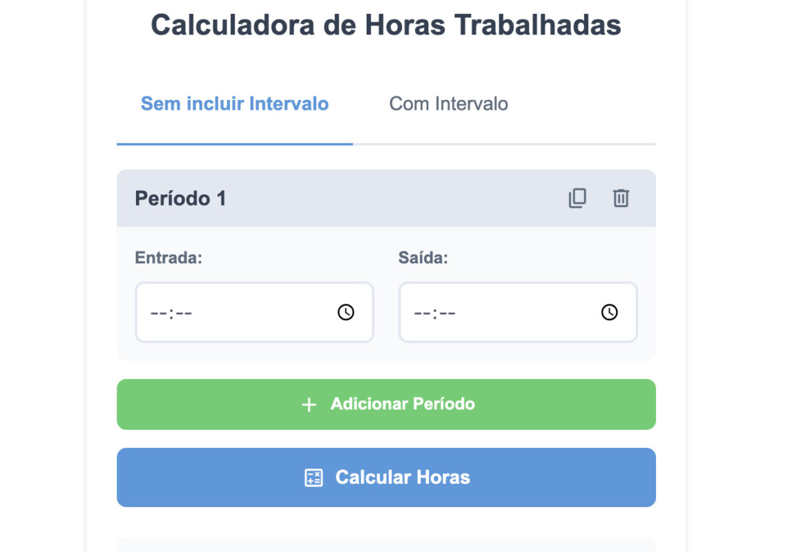 cálculo de hora trabalhada