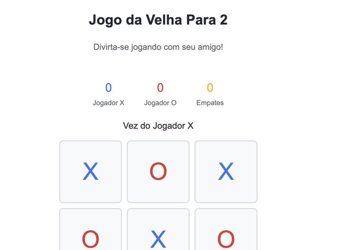 Jogo da Velha Para 2 Jogadores Online